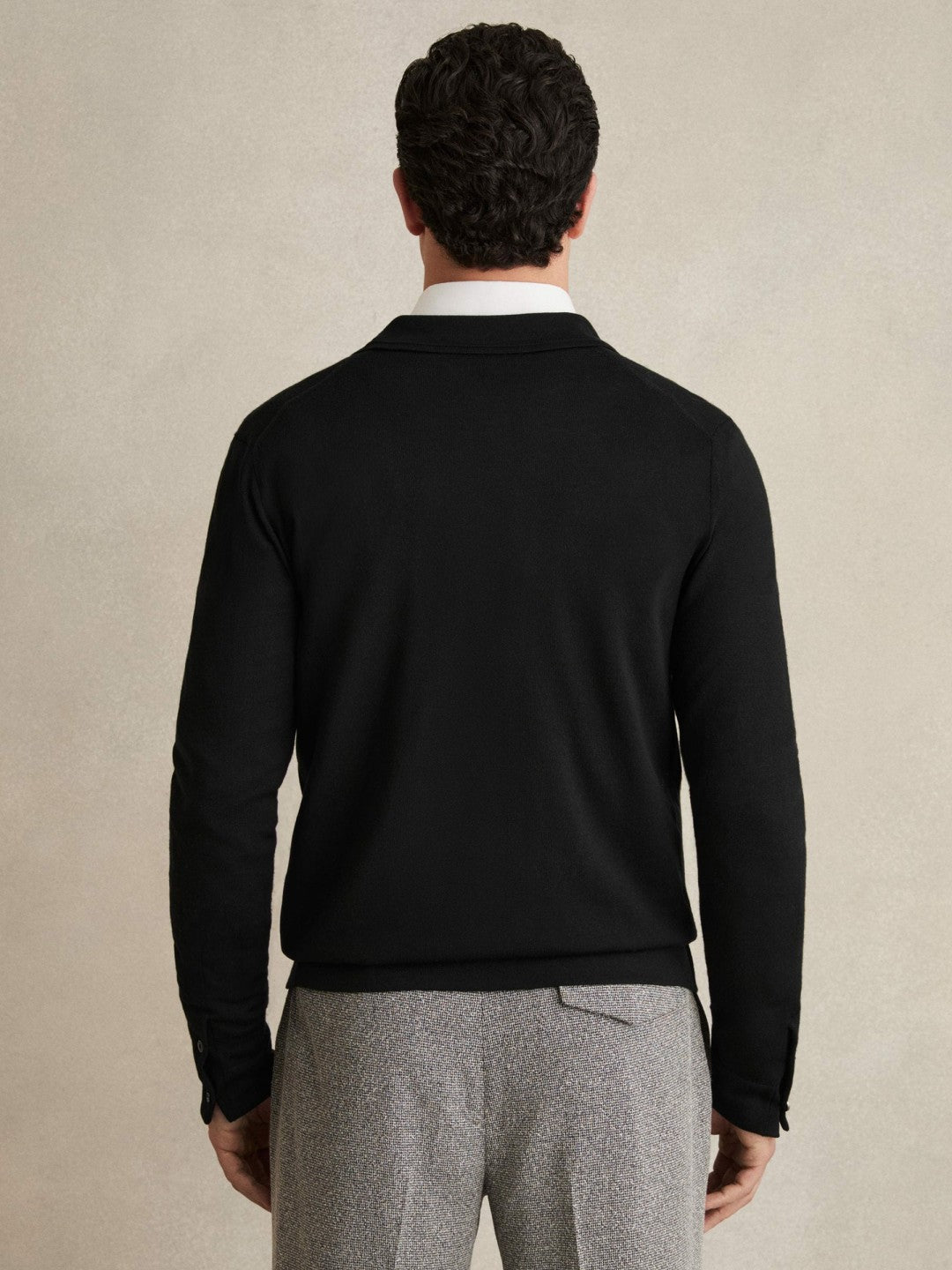 Merino Wool Button-Through Cardigan in Black Men | Reiss