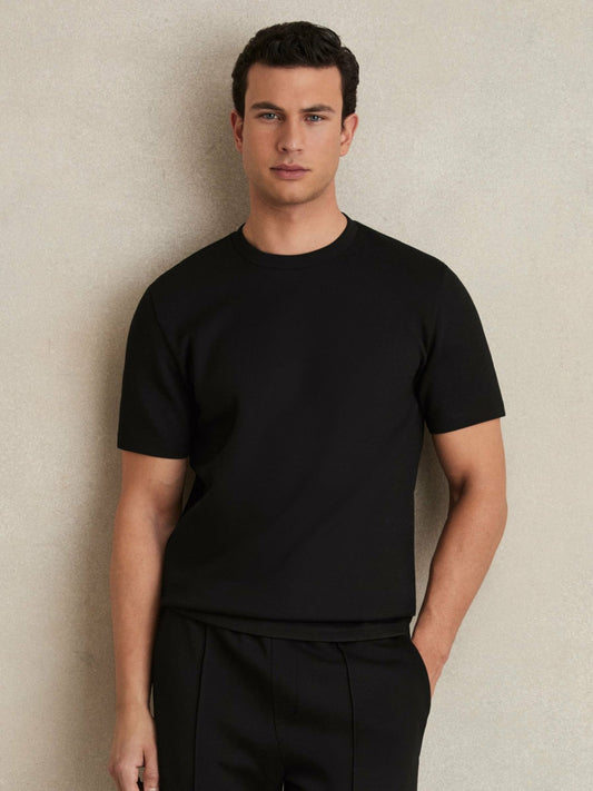 Interlock Jersey Crew Neck T-Shirt in Black Men | Reiss