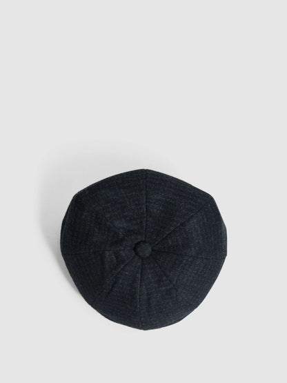 Wool Blend Baker Boy Cap in Navy Men | Reiss