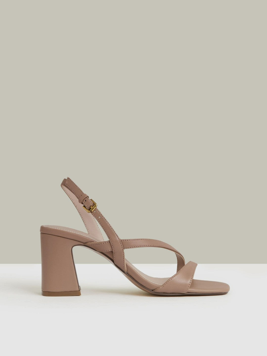 Strappy Leather Heeled Sandals in Nude Women | Reiss