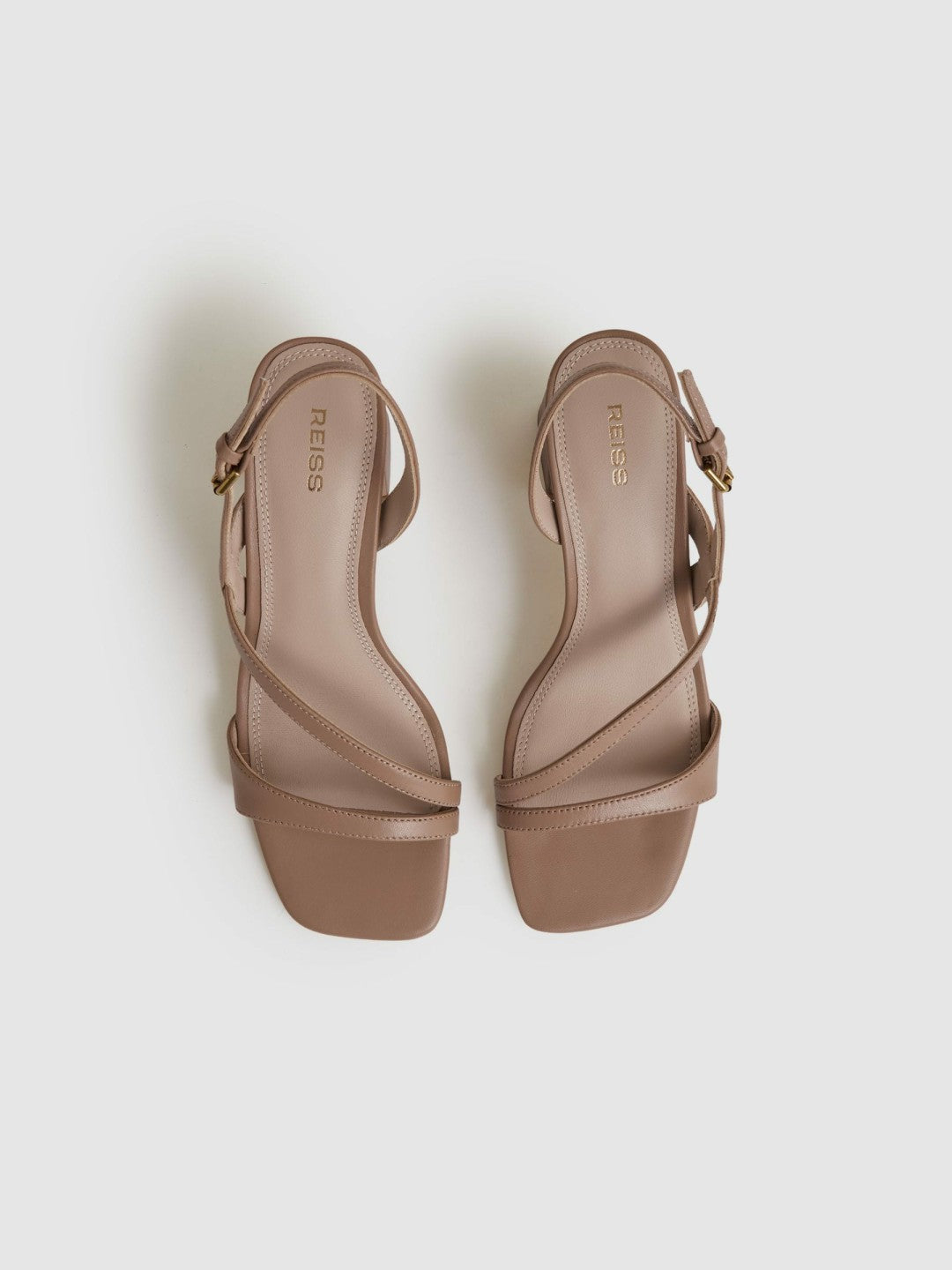 Strappy Leather Heeled Sandals in Nude Women | Reiss
