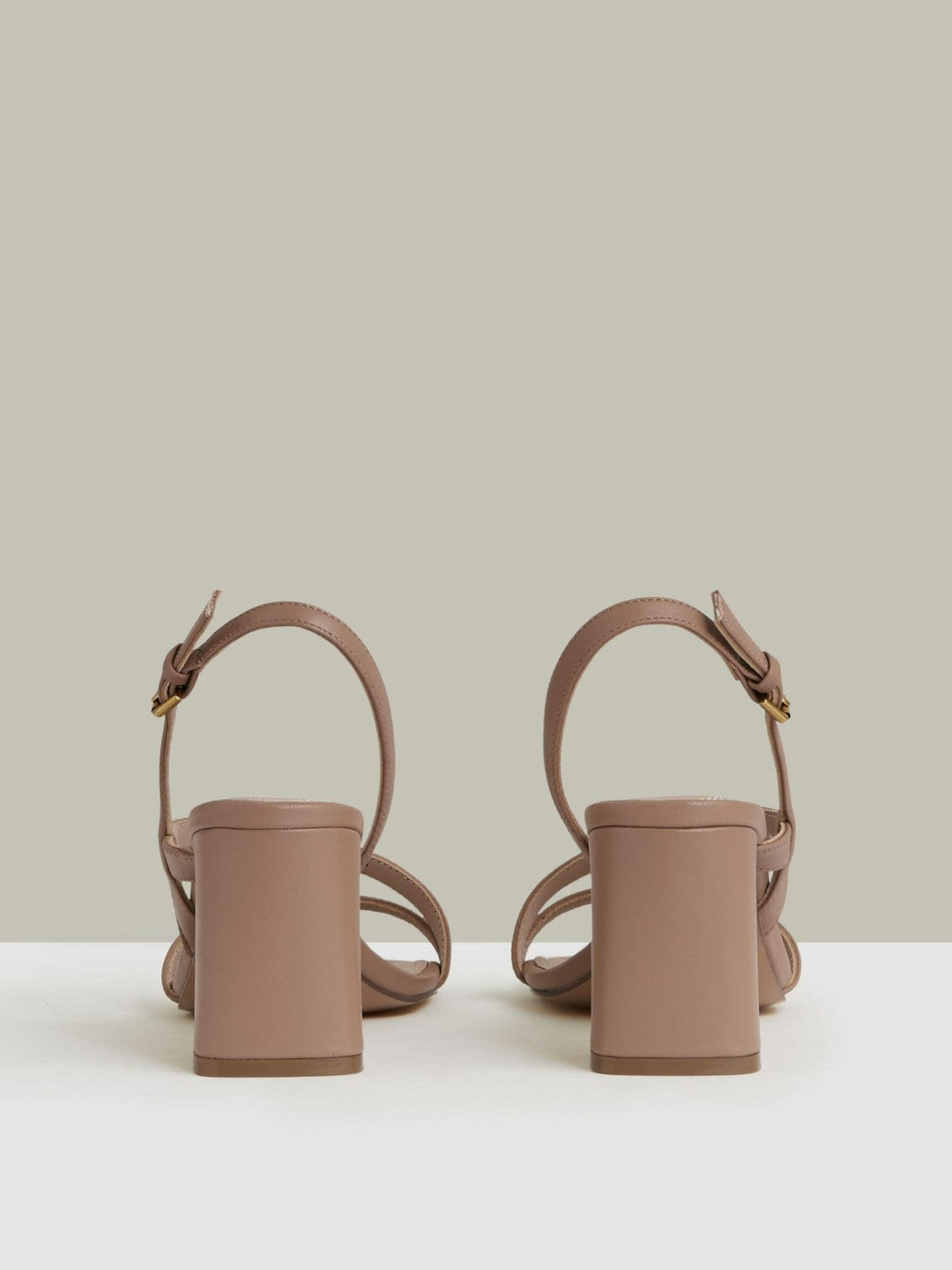 Strappy Leather Heeled Sandals in Nude Women | Reiss