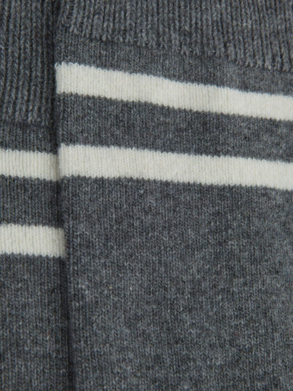 Wool Blend Striped Crew Socks in Grey Melange Men | Reiss