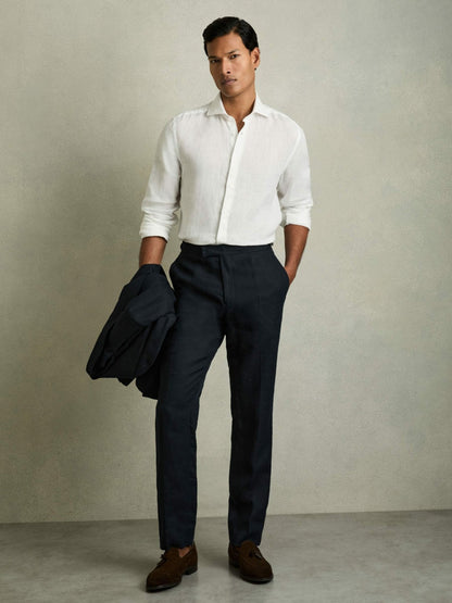 Linen Button-Through Shirt in White Men | Reiss