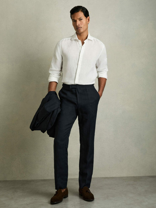 Linen Button-Through Shirt in White Men | Reiss