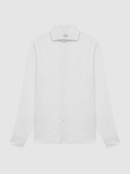 Linen Button-Through Shirt in White Men | Reiss