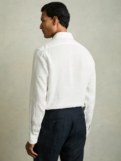 Linen Button-Through Shirt in White Men | Reiss