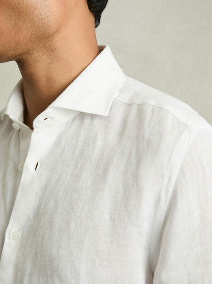 Linen Button-Through Shirt in White Men | Reiss