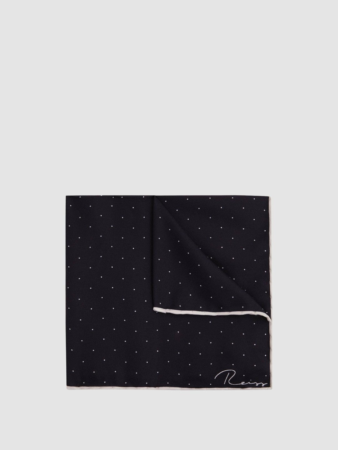 Polka Dot Silk Pocket Square in Navy Men | Reiss
