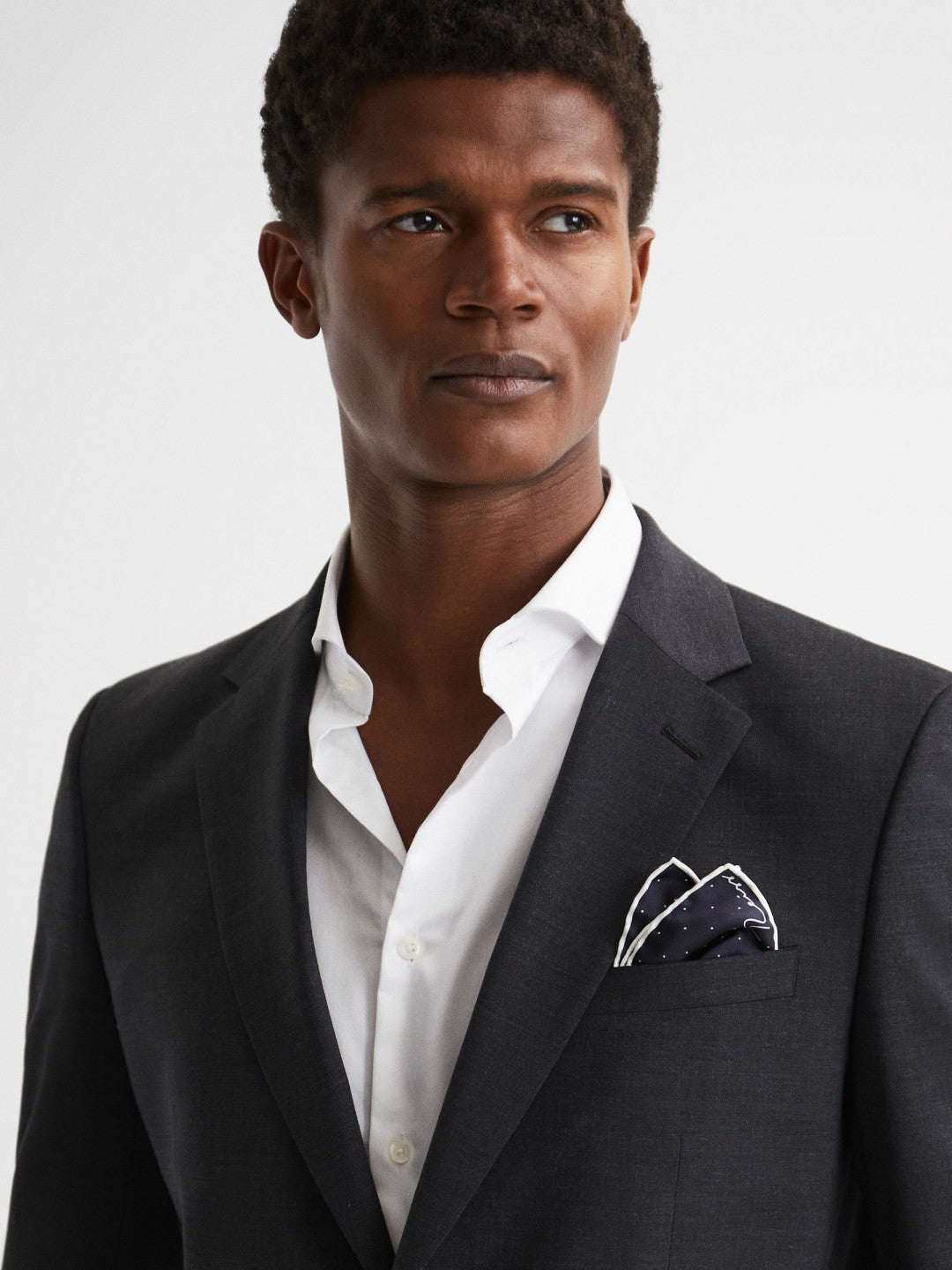 Polka Dot Silk Pocket Square in Navy Men | Reiss