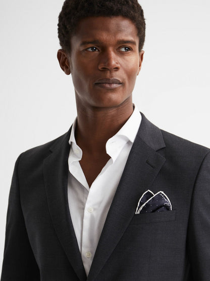 Polka Dot Silk Pocket Square in Navy Men | Reiss