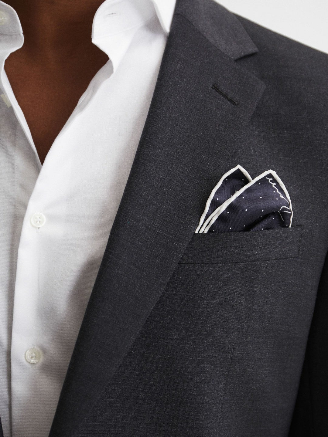 Polka Dot Silk Pocket Square in Navy Men | Reiss