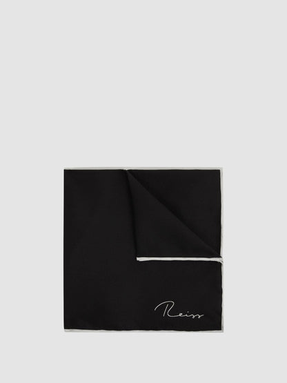 Plain Silk Pocket Square in Black Men | Reiss