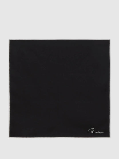 Plain Silk Pocket Square in Black Men | Reiss