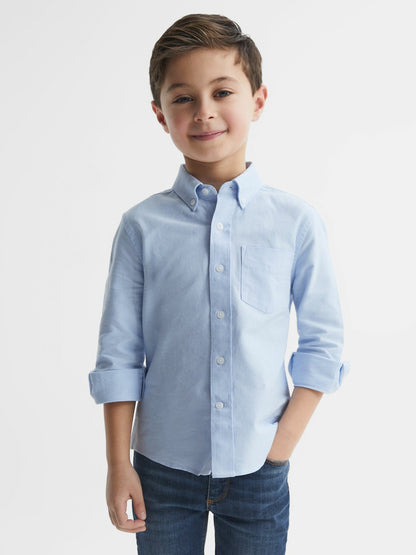 4-9 yrs Button Down Oxford Shirt in Soft Blue Children & Baby | Reiss
