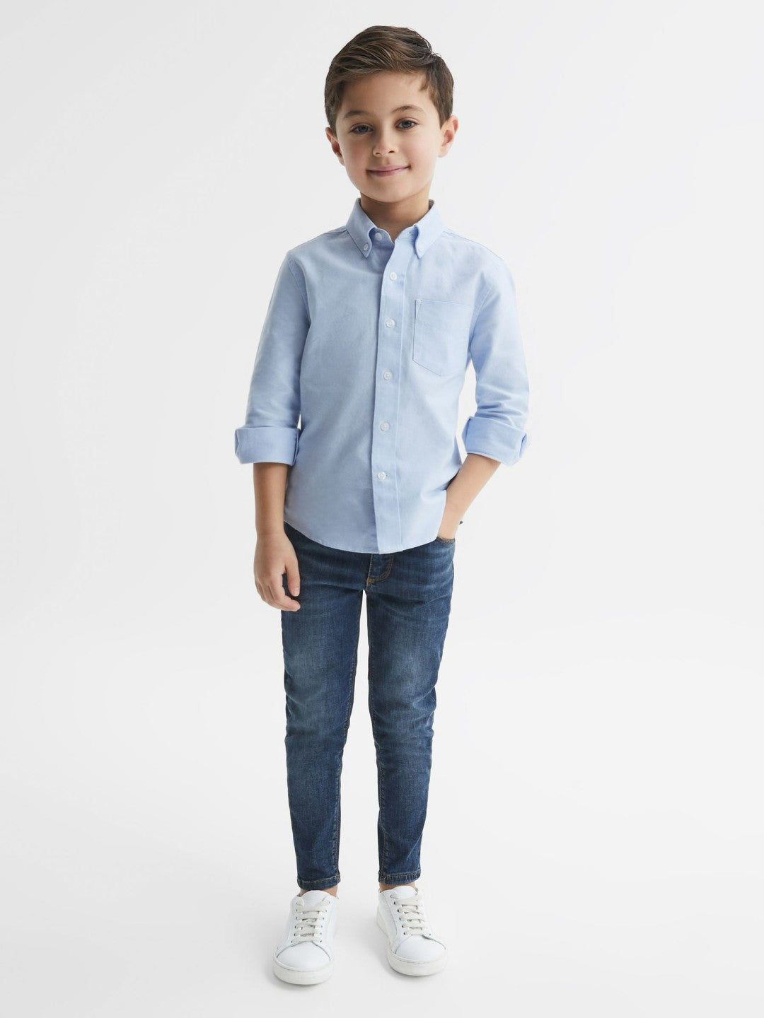 4-9 yrs Button Down Oxford Shirt in Soft Blue Children & Baby | Reiss