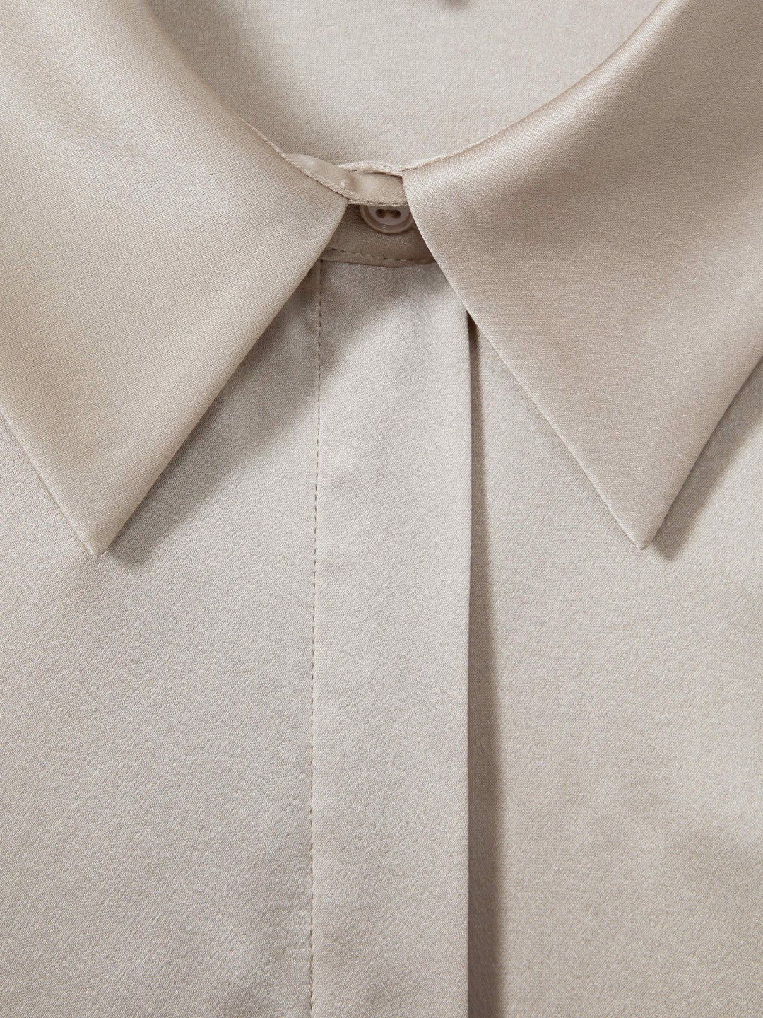 Silk Double-Cuff Button-Through Shirt in Champagne Women | Reiss
