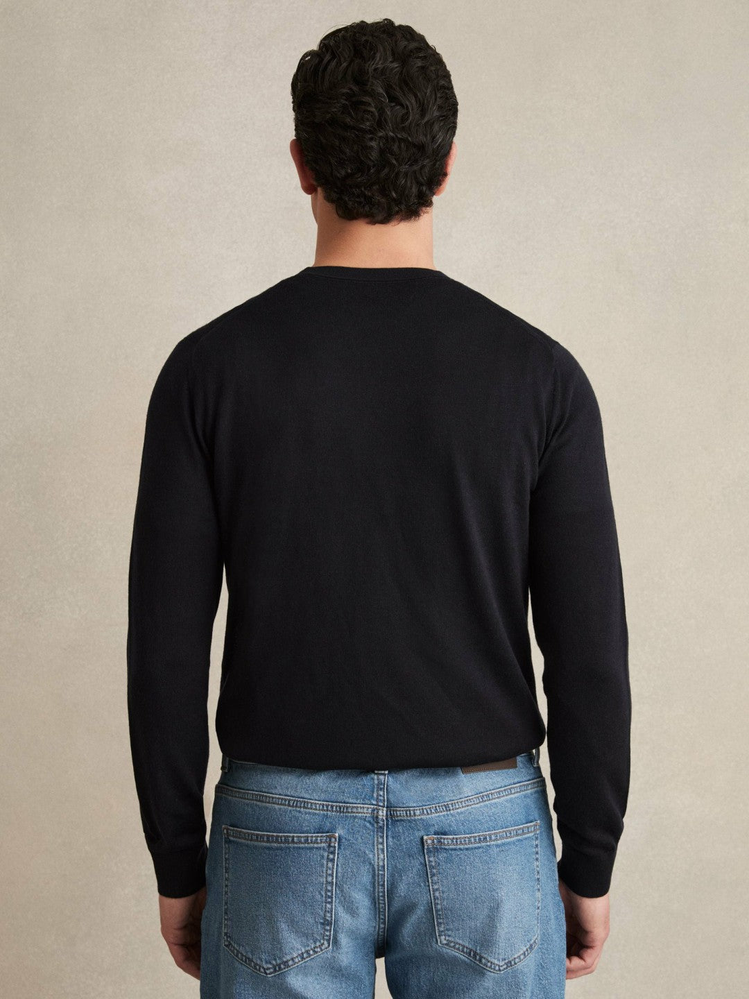Merino Wool Crew Neck Jumper in Navy Men | Reiss