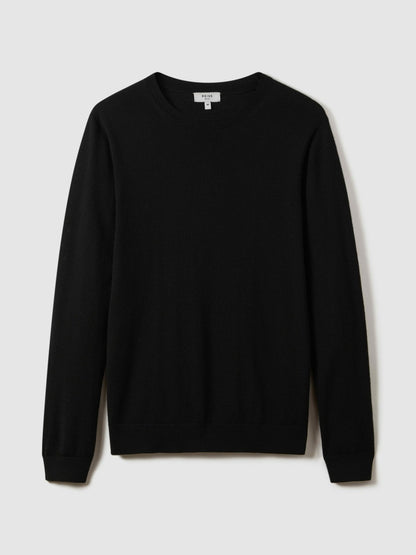 Merino Wool Crew Neck Jumper in Black Men | Reiss