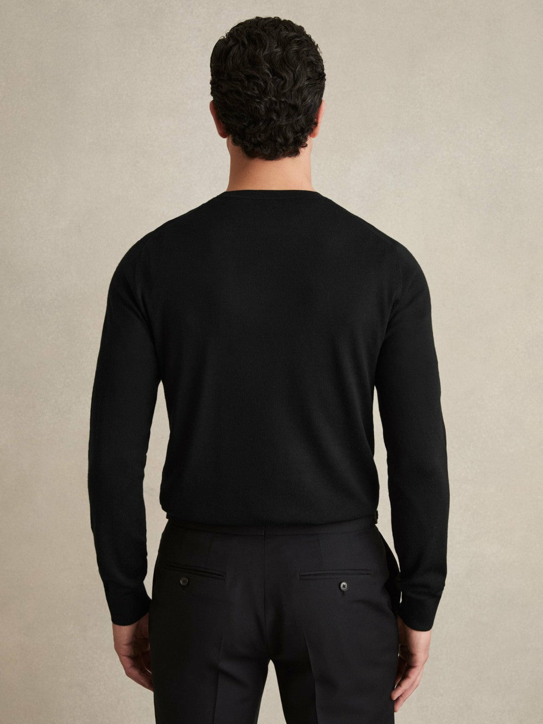 Merino Wool Crew Neck Jumper in Black Men | Reiss