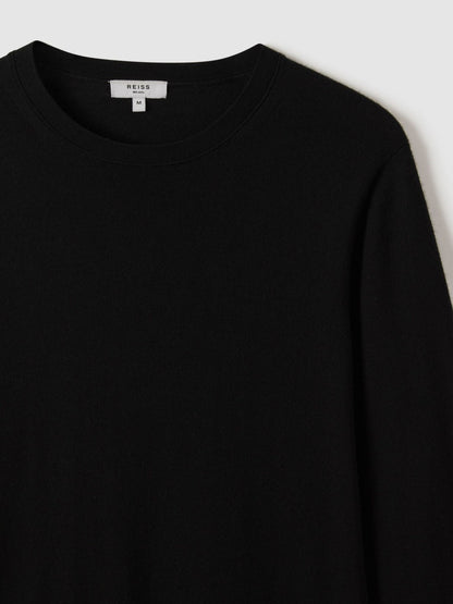 Merino Wool Crew Neck Jumper in Black Men | Reiss