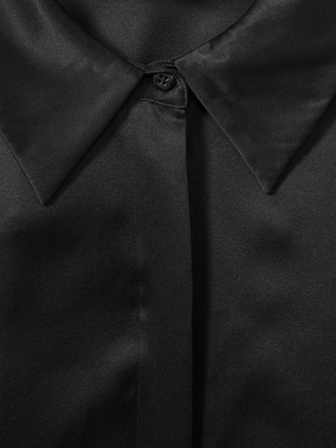 Silk Double-Cuff Button-Through Shirt in Black Women | Reiss