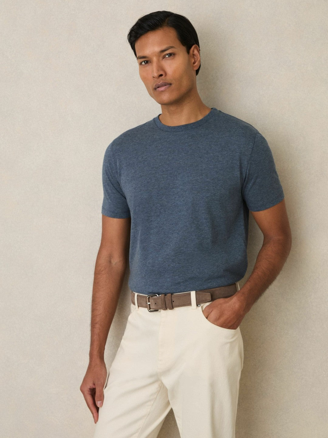 Cotton-Jersey Crew-Neck T-shirts 3 Pack in Multi Melange Men | Reiss