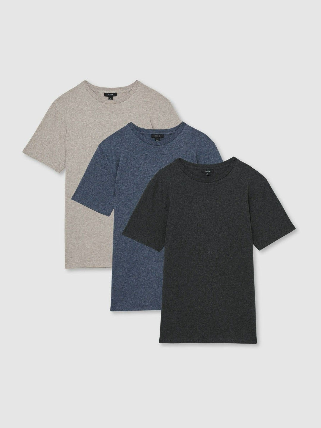 Cotton-Jersey Crew-Neck T-shirts 3 Pack in Multi Melange Men | Reiss