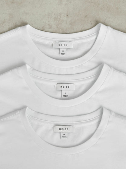 Cotton-Jersey Crew-Neck T-shirts 3 Pack in White Men | Reiss