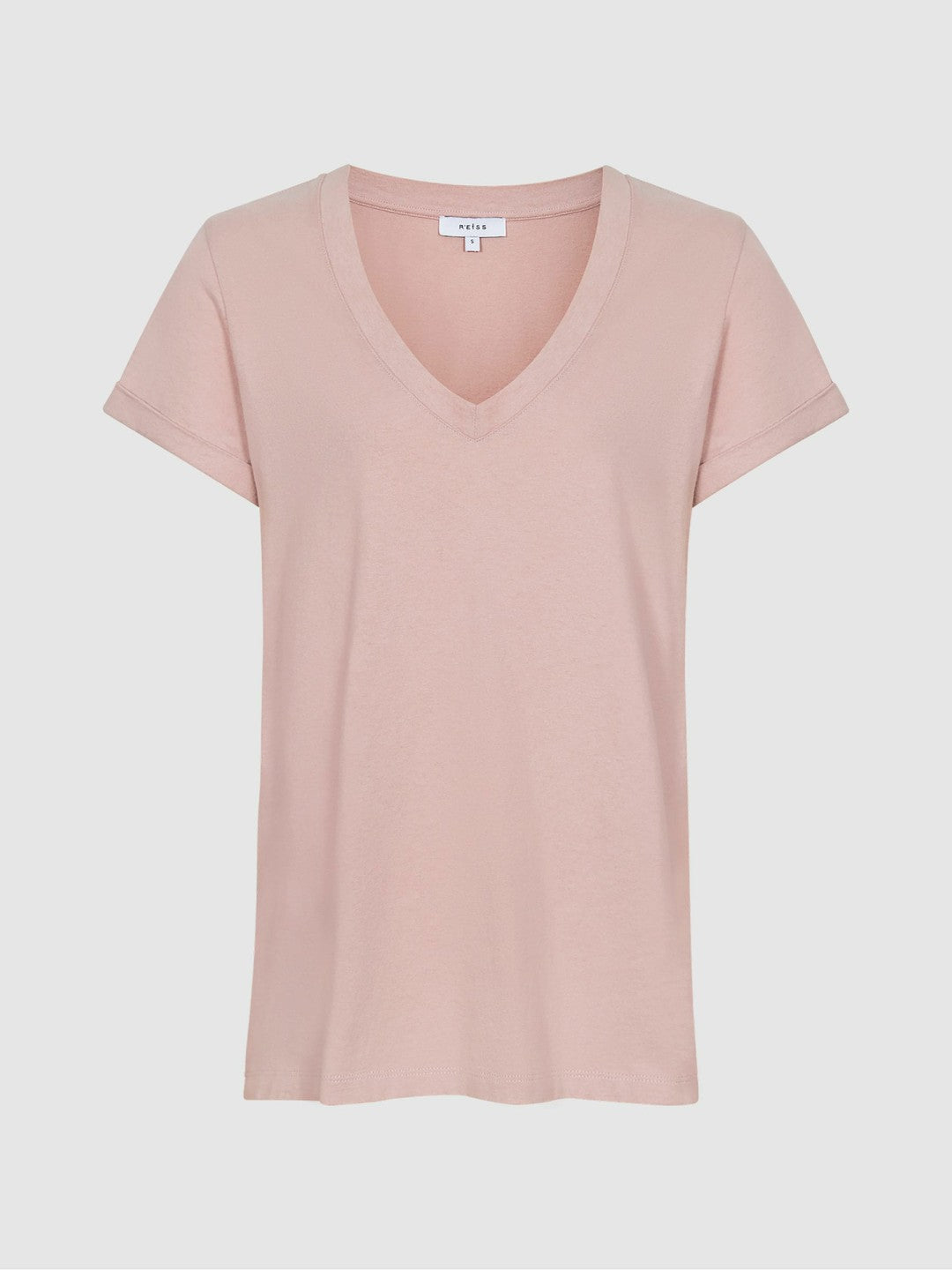 Cotton-Jersey V-Neck T-Shirt in Light Pink Women | Reiss