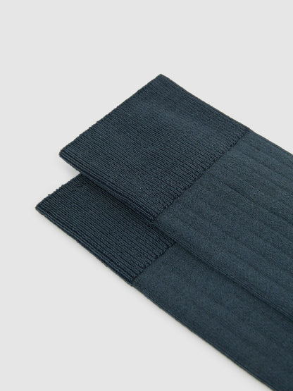 Ribbed Socks in Airforce Blue Men | Reiss
