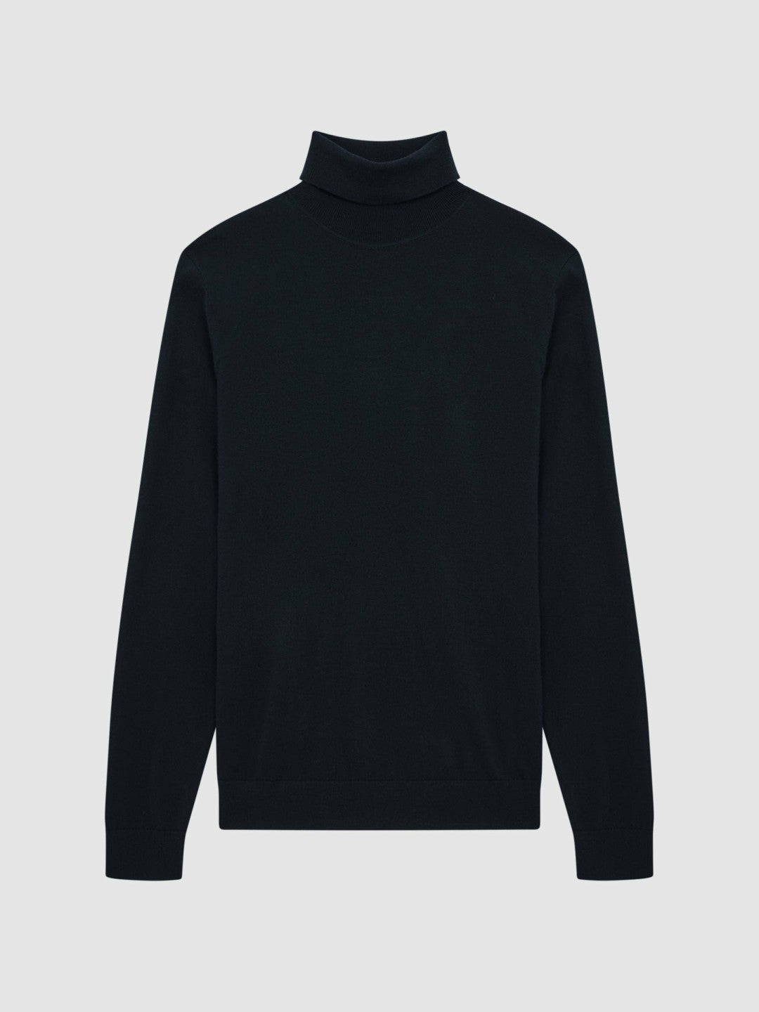 Slim Fit Merino Wool Roll Neck Jumper in Navy Men | Reiss