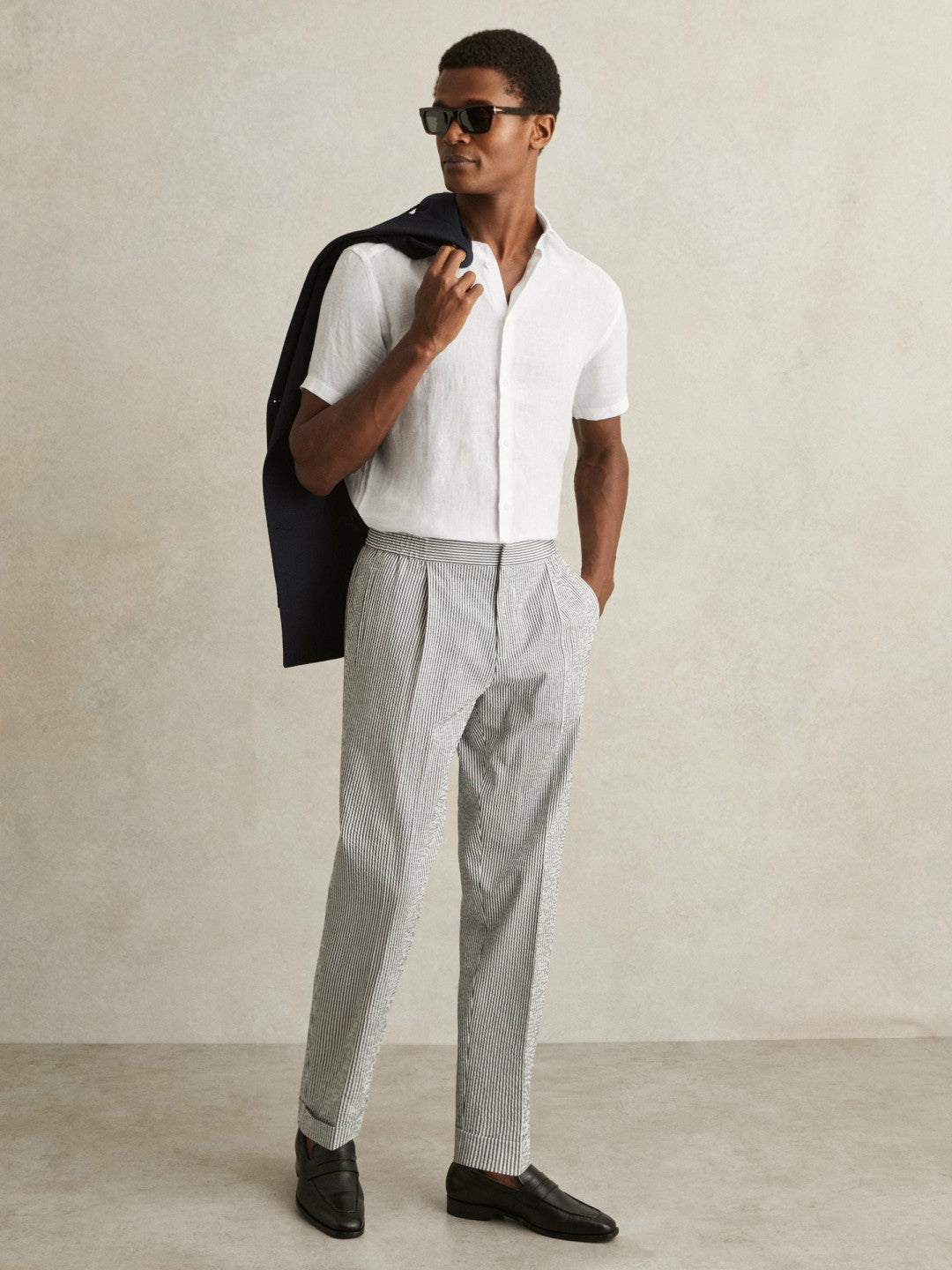Slim Fit Linen Button-Through Shirt in White Men | Reiss
