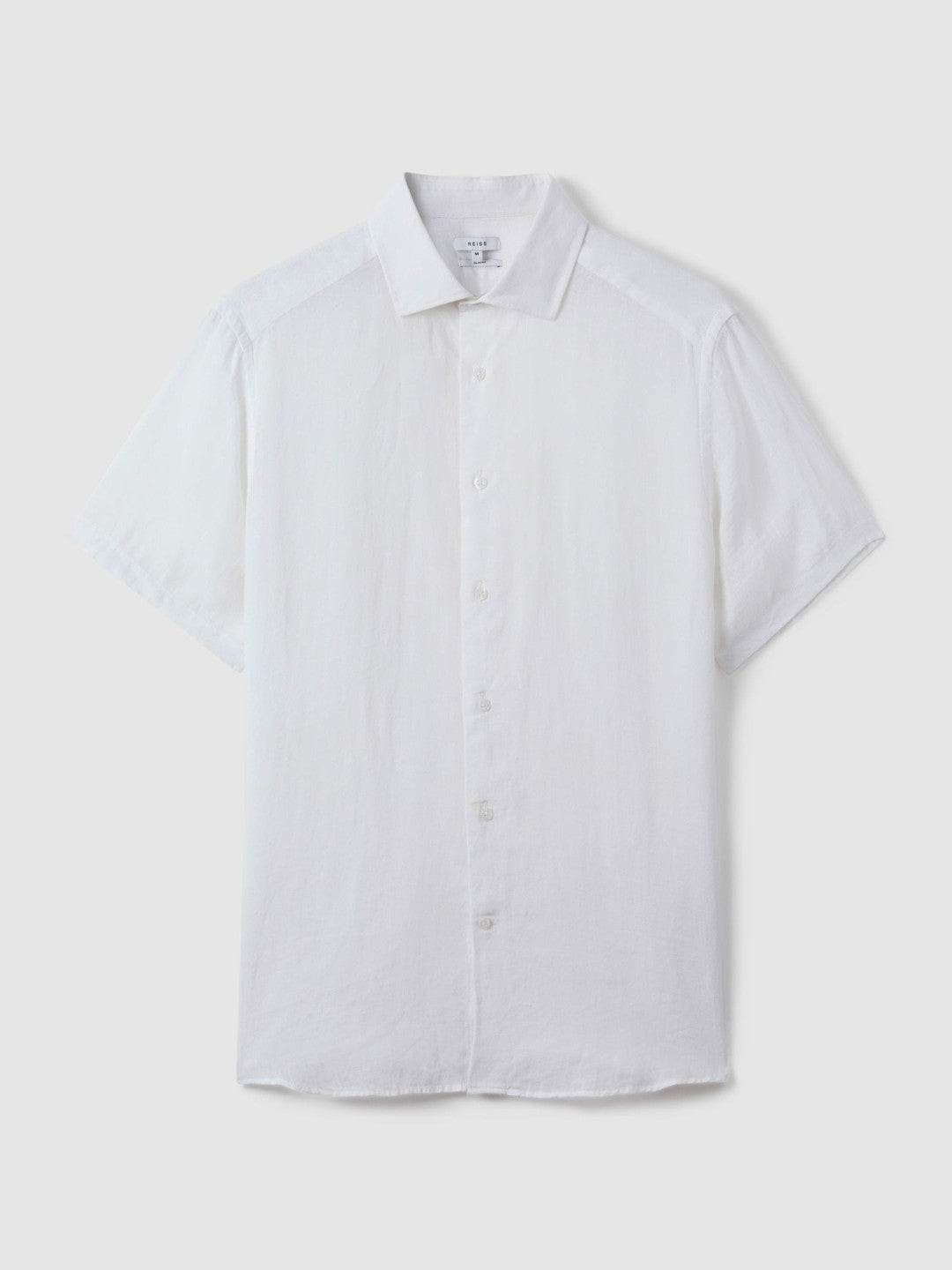Slim Fit Linen Button-Through Shirt in White Men | Reiss