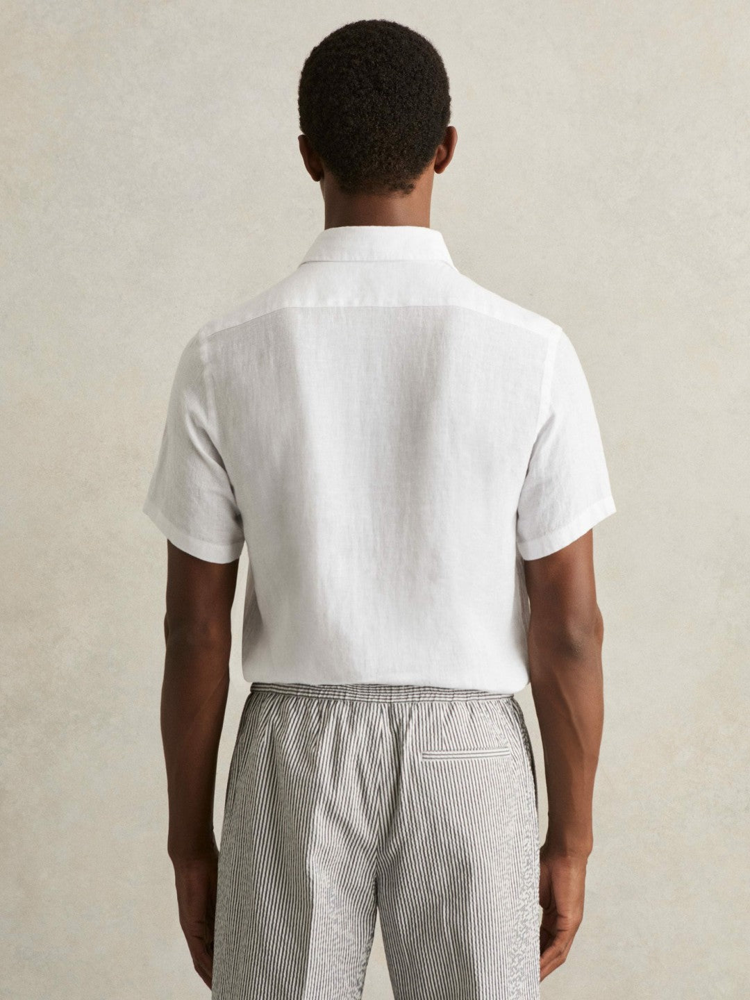 Slim Fit Linen Button-Through Shirt in White Men | Reiss