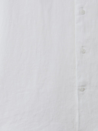 Slim Fit Linen Button-Through Shirt in White Men | Reiss