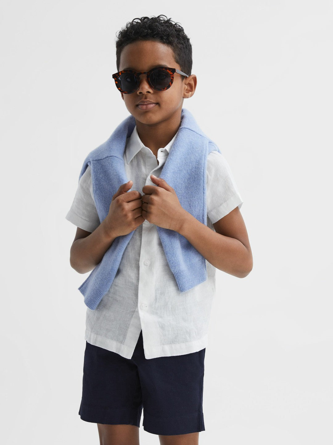 3-9 yrs Short Sleeve Linen Shirt in White Children & Baby | Reiss