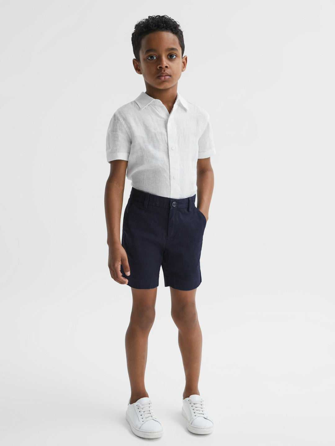 3-9 yrs Short Sleeve Linen Shirt in White Children & Baby | Reiss
