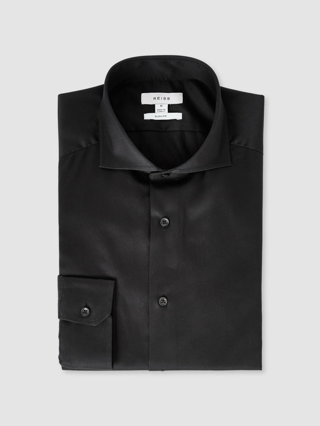 Slim Fit Cotton-Twill Two-Fold Shirt Slim-Fit in Black Men | Reiss