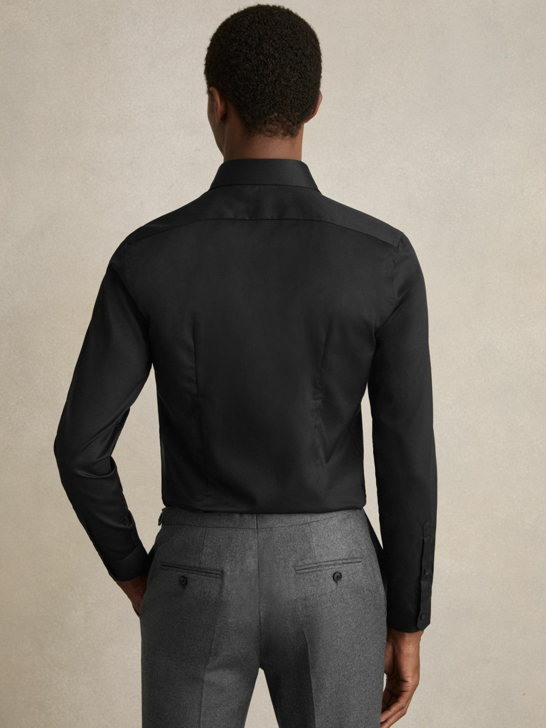 Slim Fit Cotton-Twill Two-Fold Shirt Slim-Fit in Black Men | Reiss