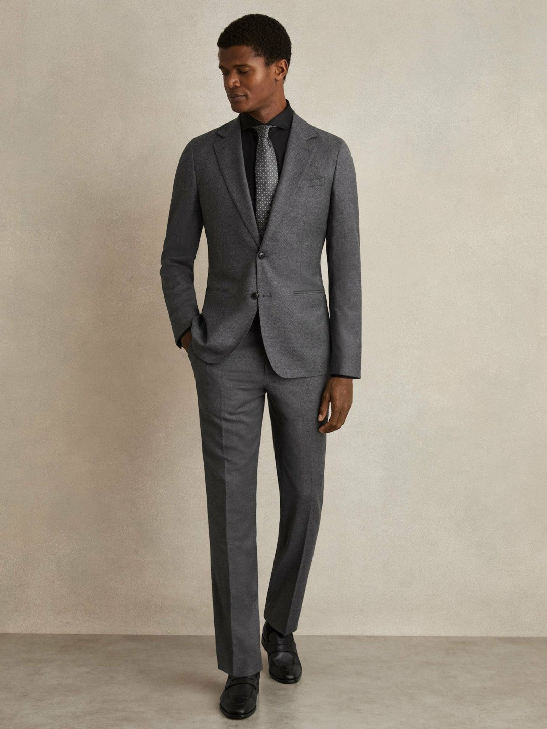 Slim Fit Cotton-Twill Two-Fold Shirt Slim-Fit in Black Men | Reiss