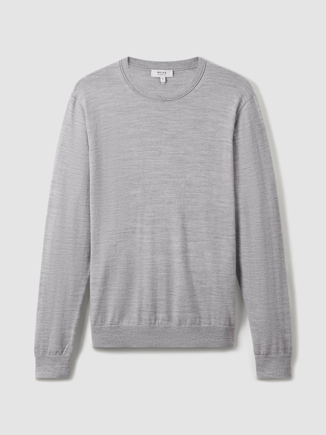Merino Wool Crew Neck Jumper in Soft Grey Mouline Men | Reiss
