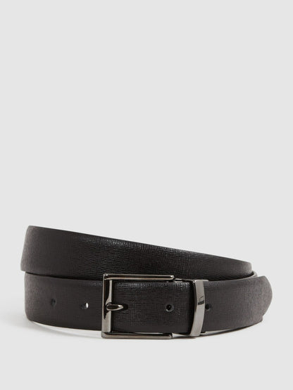 Reversible Leather Belt in Black/Brown Men | Reiss