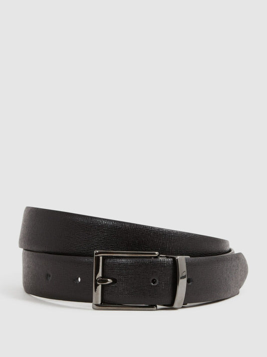 Reversible Leather Belt in Black/Brown Men | Reiss