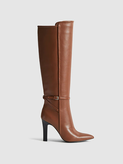 Leather Knee High Boots in Tan Women | Reiss