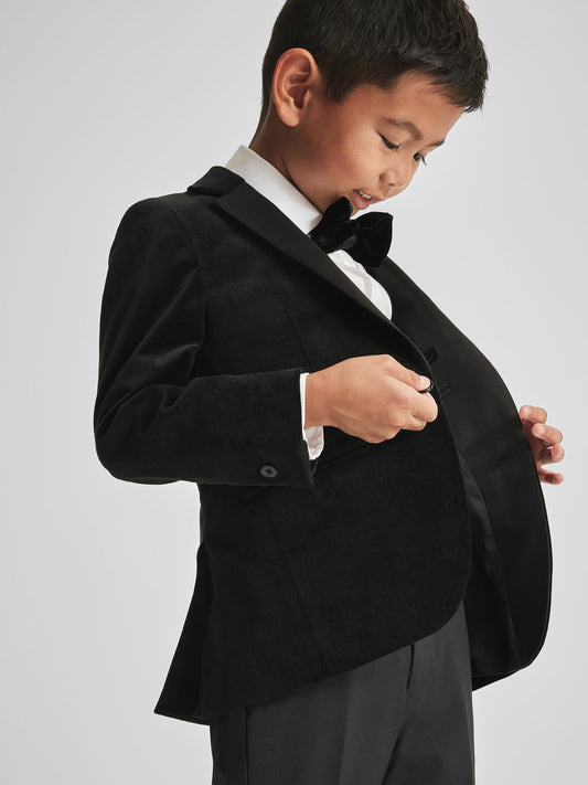 4-9 yrs Single Breasted Velvet Blazer in Black Children & Baby | Reiss