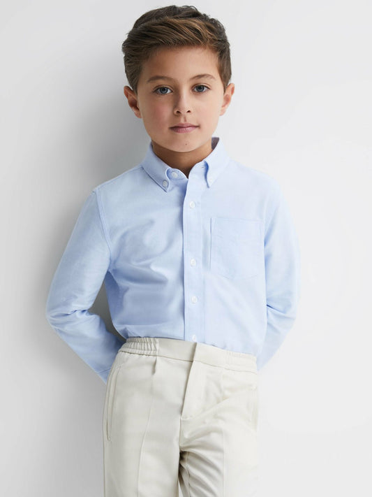 3-9 yrs Button Down Oxford Shirt in Soft Blue Children & Baby | Reiss