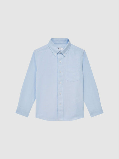 3-9 yrs Button Down Oxford Shirt in Soft Blue Children & Baby | Reiss