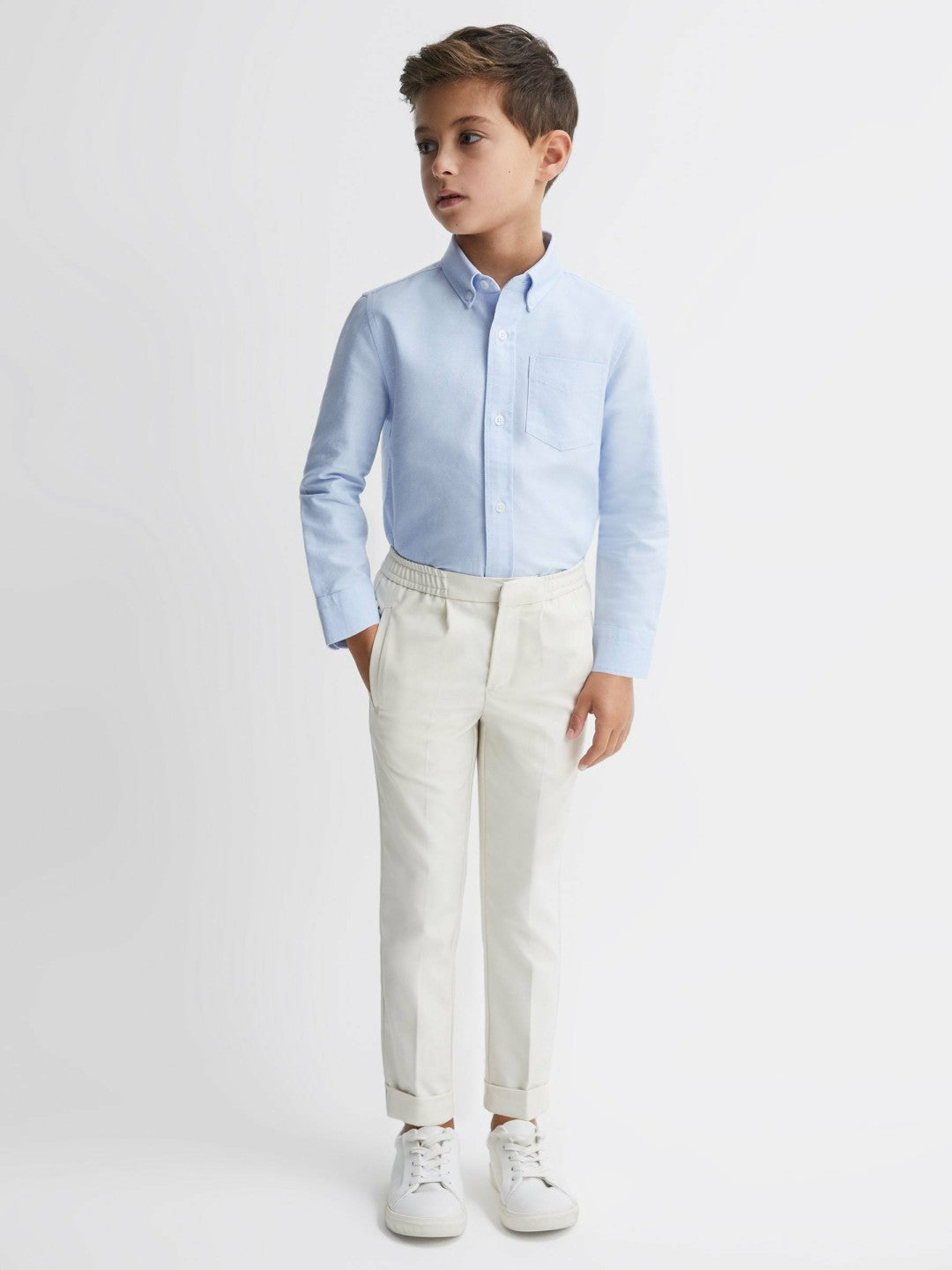 3-9 yrs Button Down Oxford Shirt in Soft Blue Children & Baby | Reiss