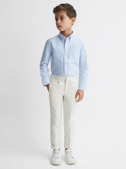 3-9 yrs Button Down Oxford Shirt in Soft Blue Children & Baby | Reiss